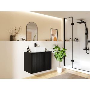 MEUBLE VASQUE - PLAN Meuble de salle de bain suspendu strié avec vasque