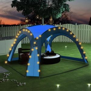 TENTE DE CAMPING vidaXL Tente de réception avec LED et 4 parois 3,6x3,6x2,3 m Bleu 92236