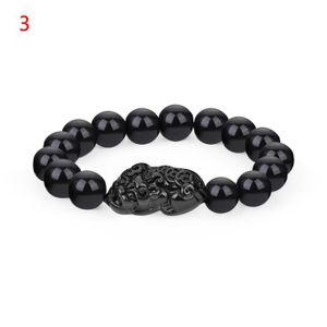 BRACELET - GOURMETTE C-8MM -Bracelet de perles Feng Shui obsidienne, un