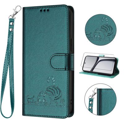 Lanhiem Coque Xiaomi 13T, Coque Xiaomi 13T Pro avec Verre Trempé, Etui en Cuir PU Premium, RFID Protection Portefeuille Housse pour Xiaomi 13T/Xiaomi 13T Pro Étui, Rouge