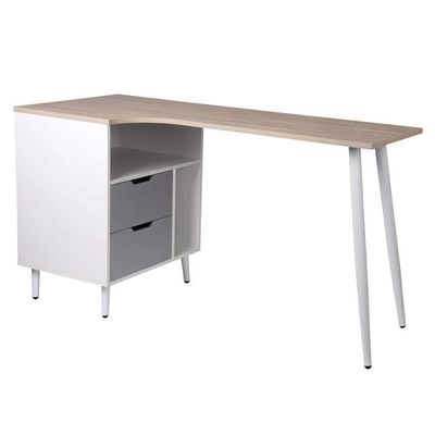 Eugad Table De Bureau Table Informatique Avec Tiroir Et Etageres 138x60x76cm Chene Clair Achat Vente Bureau Eugad Table De Bureau Cdiscount