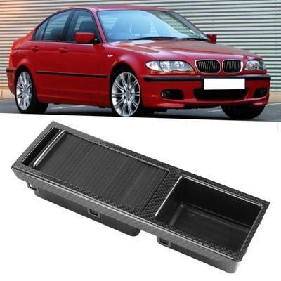 Cache Couvercle Accoudoir Console Centrale Pour BMW Série 3 E46 (1998-2005) - Imitation Fibre Carbone Sur Cuir - Neuf