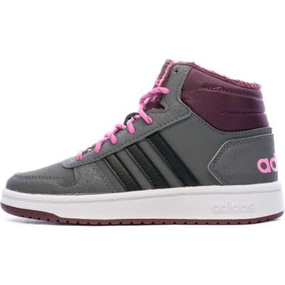 Baskets Grises Fille Adidas Hoops Mid 2.0 K ADIDAS Synthetique Grey Blanc Fille Enfant Lacets Grey Cdiscount Chaussures
