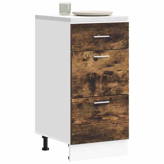 Meuble Bas De Cuisine Lyon - Chêne Sonoma - 40x46x81.5 Cm - Bois D'Ingénierie - Pieds Réglables - Rangement Pratique - 11