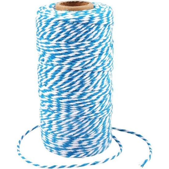 Ficelle Coton Emballage Cadeau 100 M - Rouge, Bleu, Blanc - Paquet De 2, Diamètre 1,5 Mm, Pour Décoration Noël Bricolage - 3