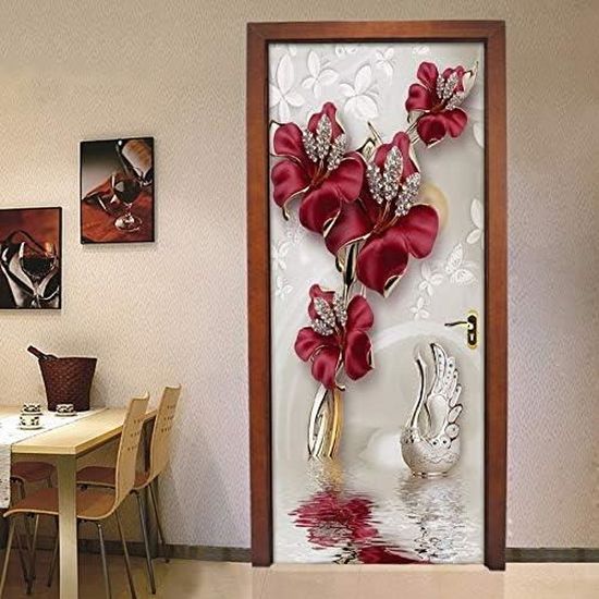 Stickers Porte Affiche 3D, Pont vers la mer Papier peint photo pour