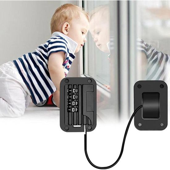 Lot 2 Bloque Fenêtre Enfant YeahiBaby - Serrures Sécurité Bébé Gris Pour Fenêtres Et Placards