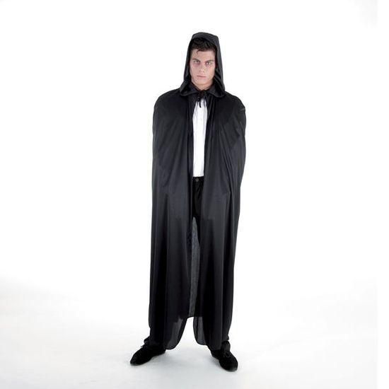 Cape Dracula Halloween Adulte Noire Avec Capuche - Déguisement Vampire Sorcière 180cm - Polyvalent Homme Femme