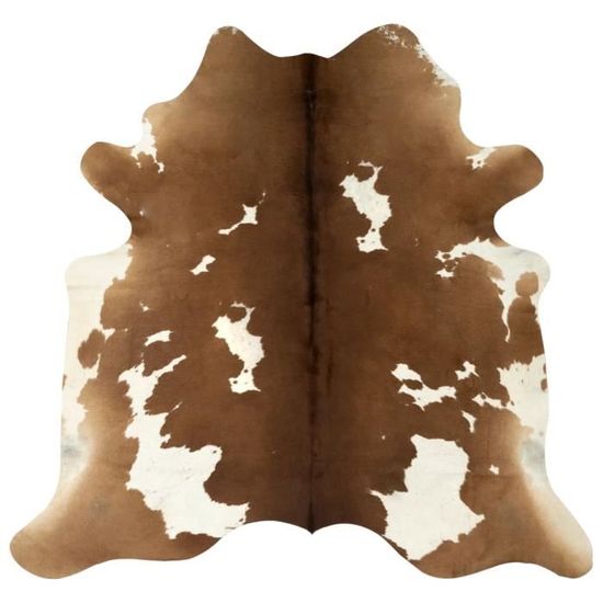 Bonne qualité - Tapis de salon- Tapis Intérieur Tapis de sol en peau de vache véritable Marron et blanc 150 x 170 cm @1920 :