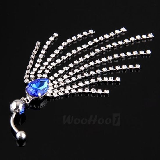 Piercing Nombril Banane Double Chaîne Pendentif Zircons – Acier 316L 51,6 Mm – Style Sexy & Scintillant