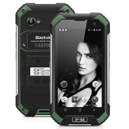 Blackview BV6000 4G Smartphone Antipoussière Etanche Antichoc 4,7’’ HD 2.0GHz 3G RAM+32G ROM 4200mAh NFC Dual SIM Débloqué Vert