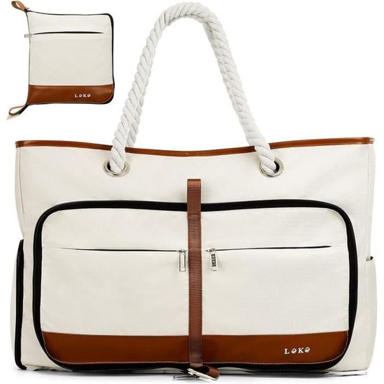 Sac De Plage XXL VOBUKE - 45L Imperméable - Poches Multiples Et Sac Humide - 50x35x20cm - Pour Piscine/Voyage
