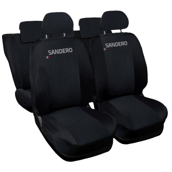 Lupex Shop Housses de siège auto compatibles pour Sandero Noir Noir