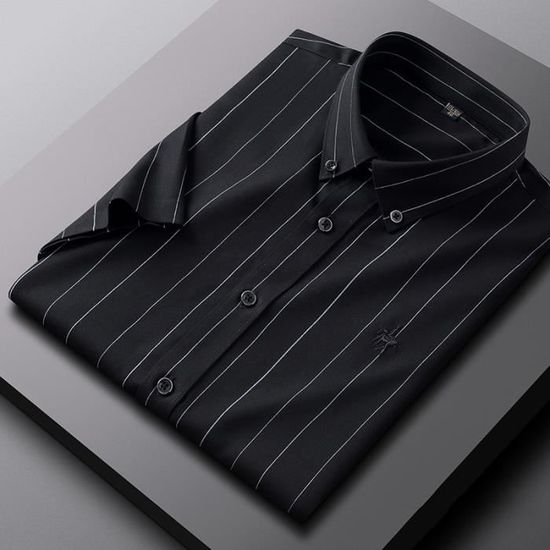 Chemise Homme Rayée Slim Fit - 70% Polyester 30% Coton, Manches Longues, Infroissable