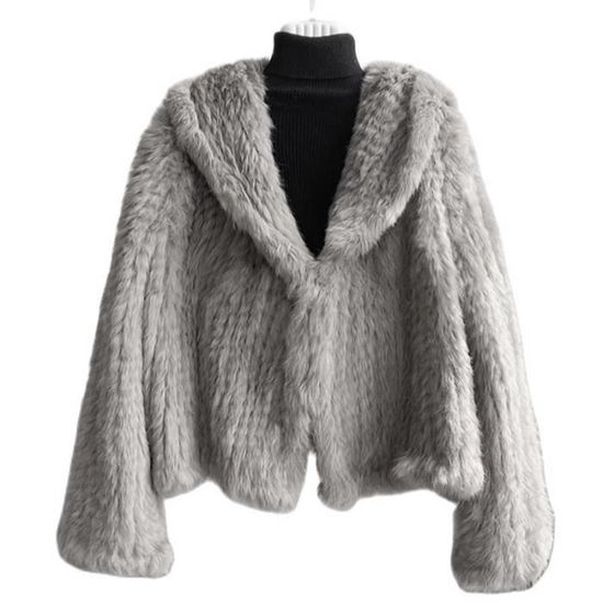 Poncho En Fourrure De Lapin Véritable - Tricoté Main - Taille Unique - Style Châle Pullover - Pour Femme - Élégant Et Chaud