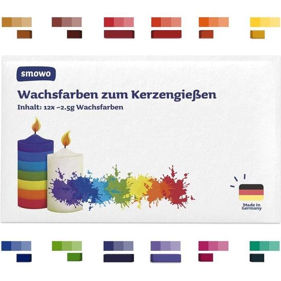 Smowo 12 couleurs de colorant cire bougie pour bougies à faire soimême Set de couleurs pour