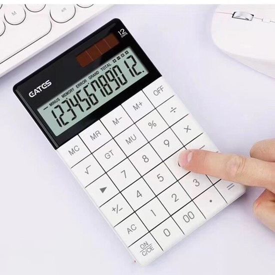 Calculatrice De Bureau 12 Chiffres - Grand écran, Grands Boutons - Alimentation Solaire Et Pile - Pour Maison, Bureau, école - 2