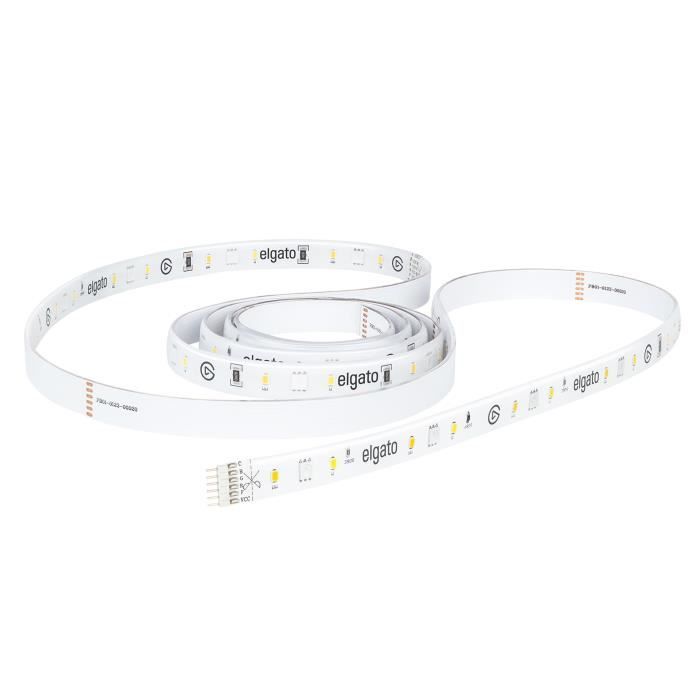 ELGATO - Streaming - Light Strip Extension - LED RGBWW sans Scintillement, 2 000 lumens, 16M de Couleurs, Blanc Chaud ou Froid (10LA