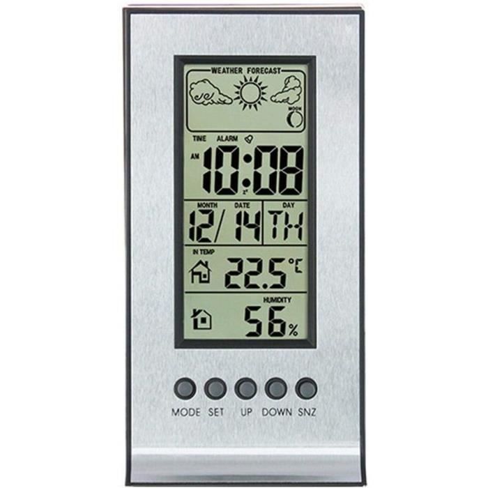 Station Météo Portable 130 Mm - Thermomètre, Hygromètre, Baromètre - Sans Piles, Aluminium