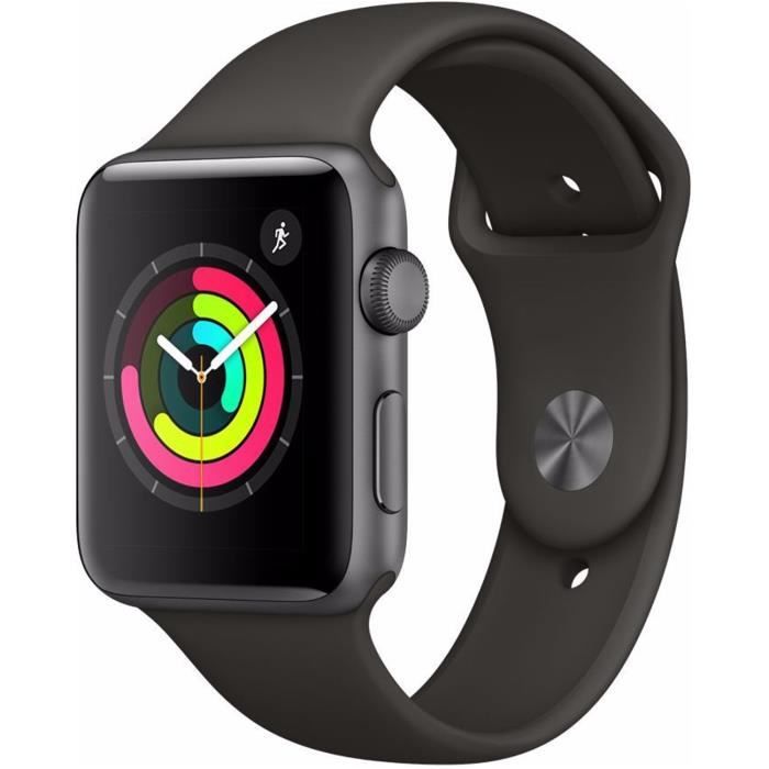 APPLE Watch Series 3 GPS - Boîtier 42 mm Gris sidéral Aluminium - Bracelet Sport Gris
