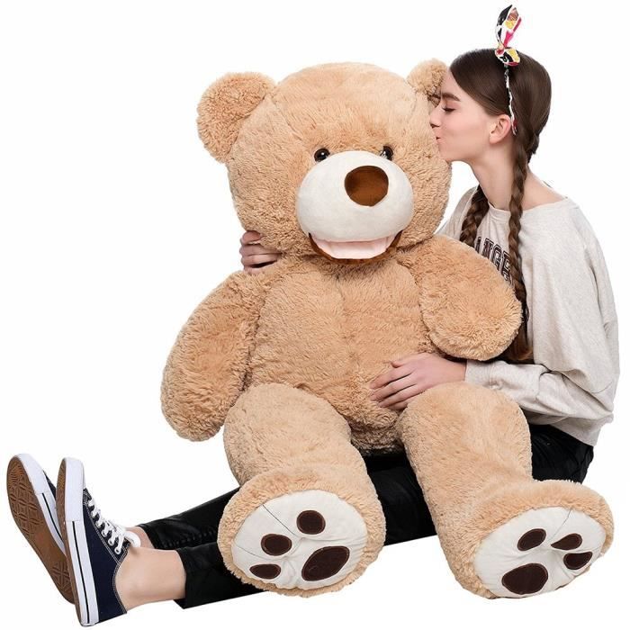 Morismos Big Teddy Bear With Footprints Stuffed Animal Plush Toy For Girlfriend Children 39 Inches 2I5KPL