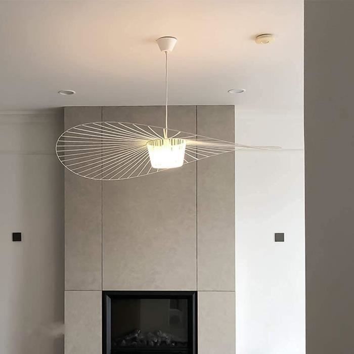 Salon Lustre Vertigo Blanc 140 cm, Fibre de Verre-Polyuréthane Rétro Abat-Jour, Suspension Luminaire Industrielle - Suspension V102