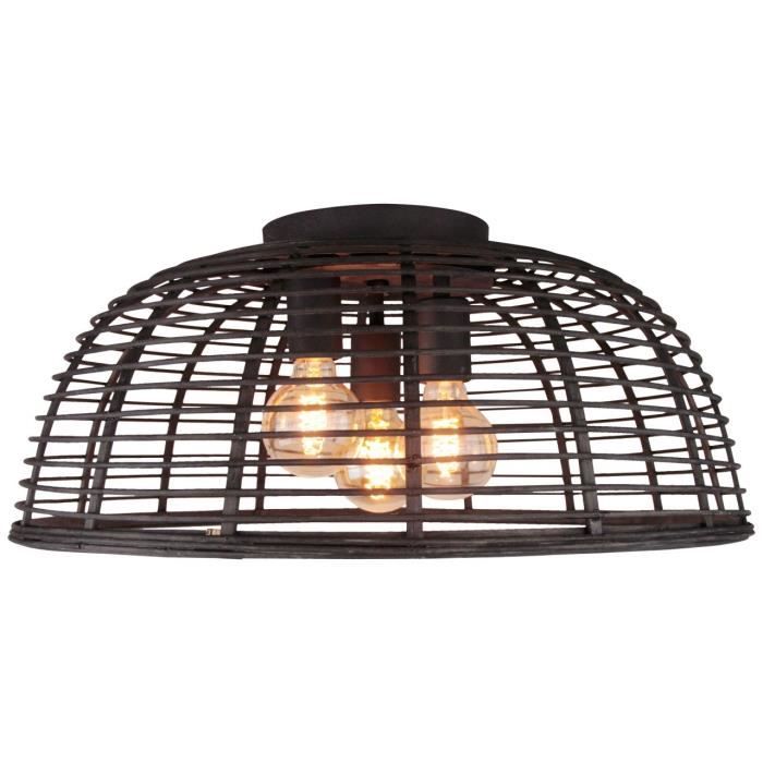 BRILLIANT Crosstown plafonnier 57cm bois foncé - noir Luminaires d'intérieur, plafonniers, décoratifs - 3x A60, E27, 40W, convient