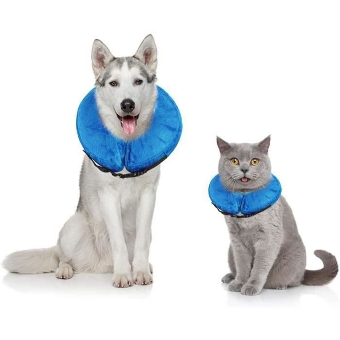 Collier Gonflable de Récupération avec Boucle pour Chiens et Chats, Collerette de Protection Ajustable Confortable, S, bleu