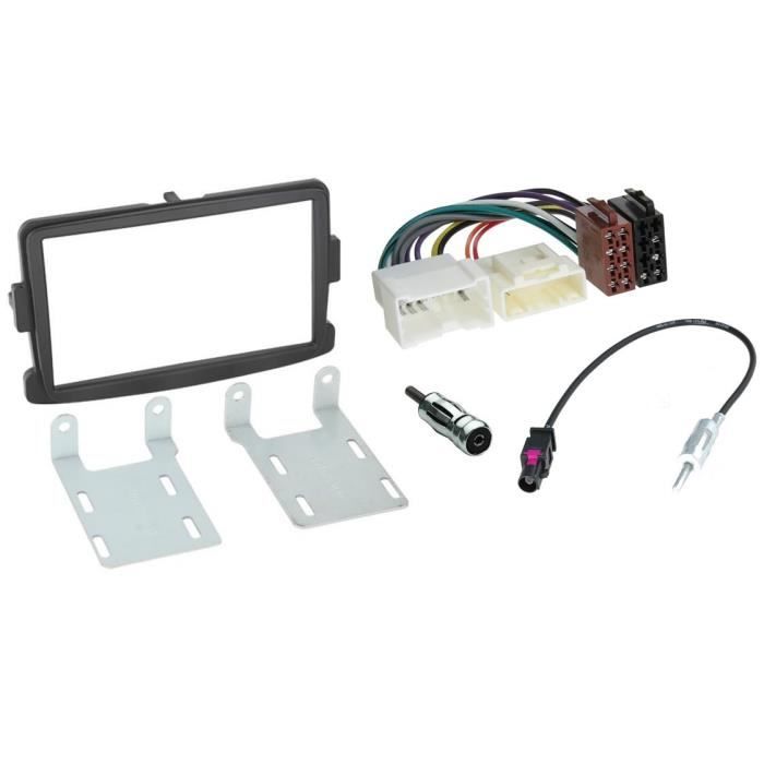 Kit montage autoradio adaptateur 2 DIN avec pour RENAULT DACIA gris foncé avec supports