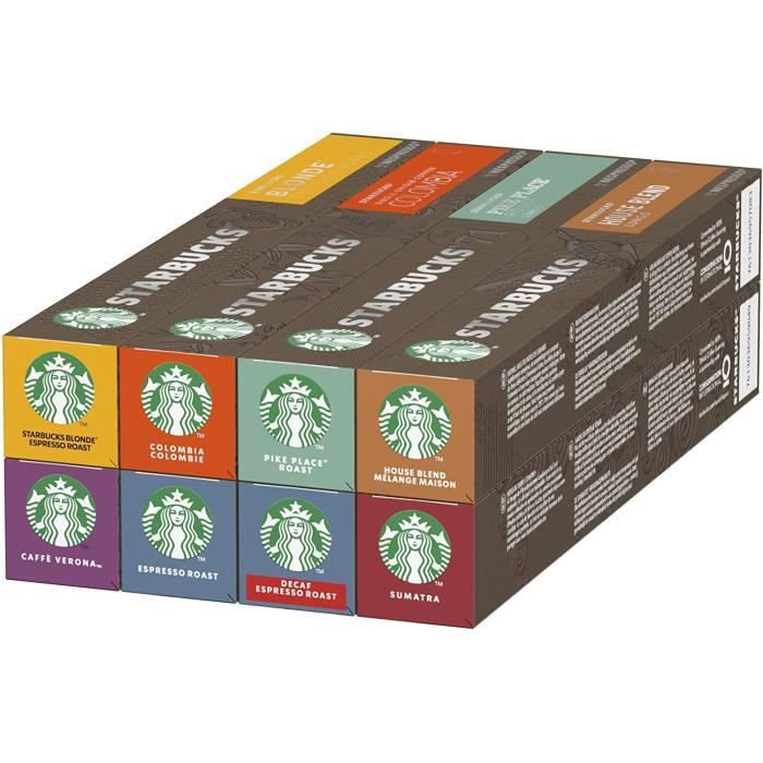 Starbucks Pack Variété 8 Goûts différents By Nespresso 8 x 10 capsules (80 capsules)