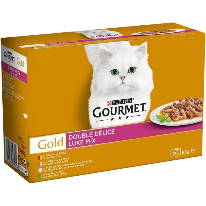 GOURMET Gold Double Délice - Boîtes - Pour chat adulte - 12 x 85 g