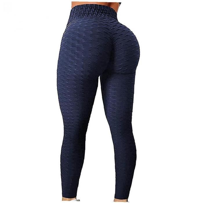 Femmes Yoga Leggings Haute Taille Touche Ascenseur Tummy Tummy Sports Gym Pants Navy Blue L