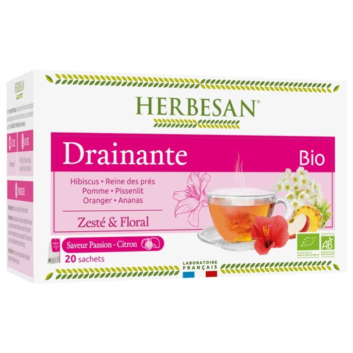 Herbesan Bio Infusion Drainante Saveur Mangue n°5 - 20 sachets