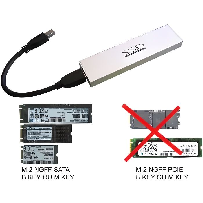 Boitier Aluminium USB 3.0 Pour SSD M.2 NGFF (type