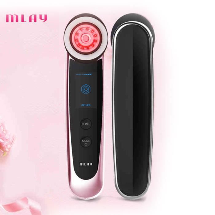 Appareil Anti Rides Visage, Massage Soin Visage Chaud et Froid Dispositif de Beauté Ultrasonique LED Lumière et RF Soins de la Peau