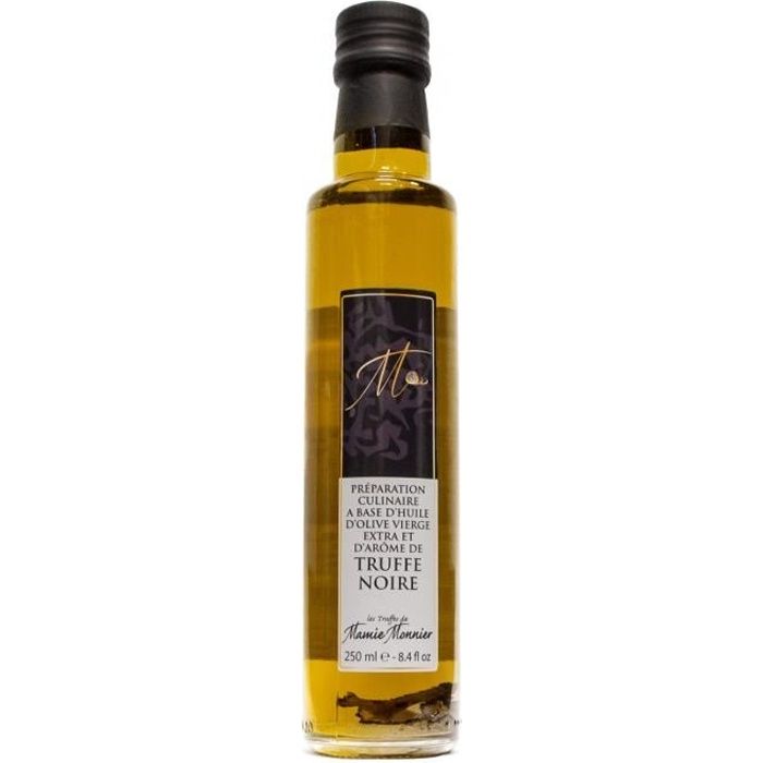 Huile d'olive extra-vierge, à la truffe noire, avec morceaux (250 ml)