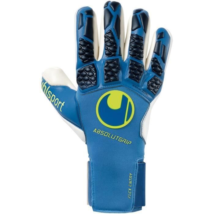 Gants de gardien de but Uhlsport hyperact absolutgrip finger surround - bleu nuit/blanc/jaune fluo - 10,5
