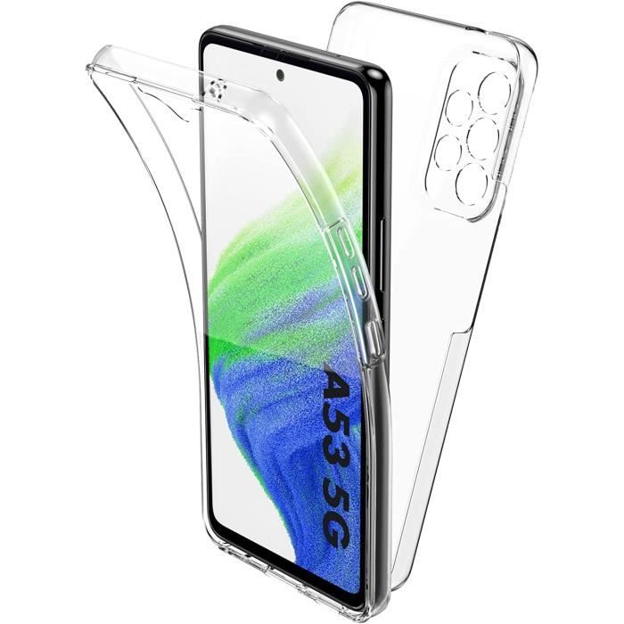 Coque pour Samsung Galaxy A53 5G,360 Degrés Protection,Transparent Très Mince Étui en Silicone TPU Front et PC Retour Housse Beauté