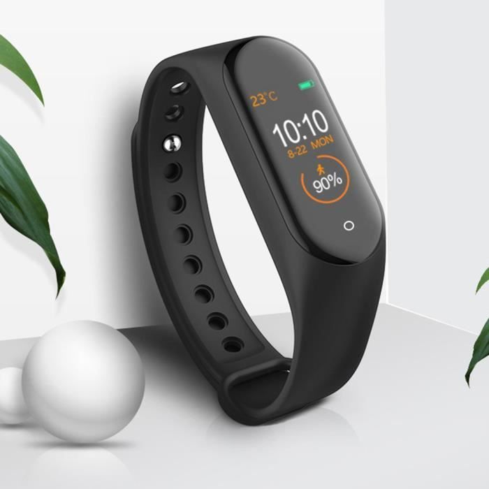 Montre intelligente M4 Moniteur de fréquence cardiaque Smartwatch étanche IP67 Écran couleur IPS 0.96- - Noir