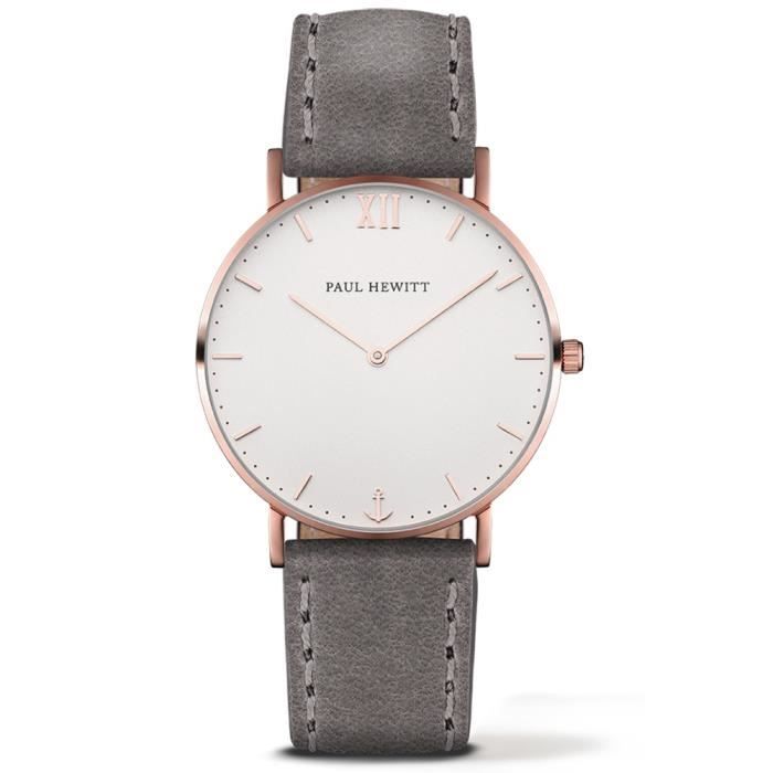 Paul Hewitt - Paul Hewitt PH-SA-R-St-W-13M Hommes Bracelet en cuir gris Réf 55030