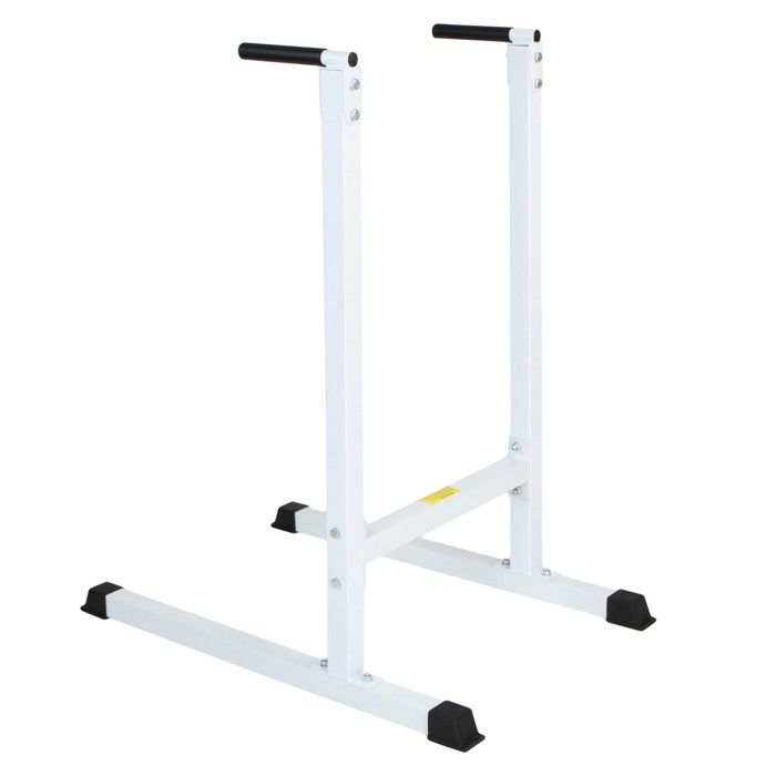 Physionics® Station à Dips - Poignées Rembourrées, 103/67/123cm (Max 120kg), Blanc - Barre Parallèle Musculation, Dips Traction