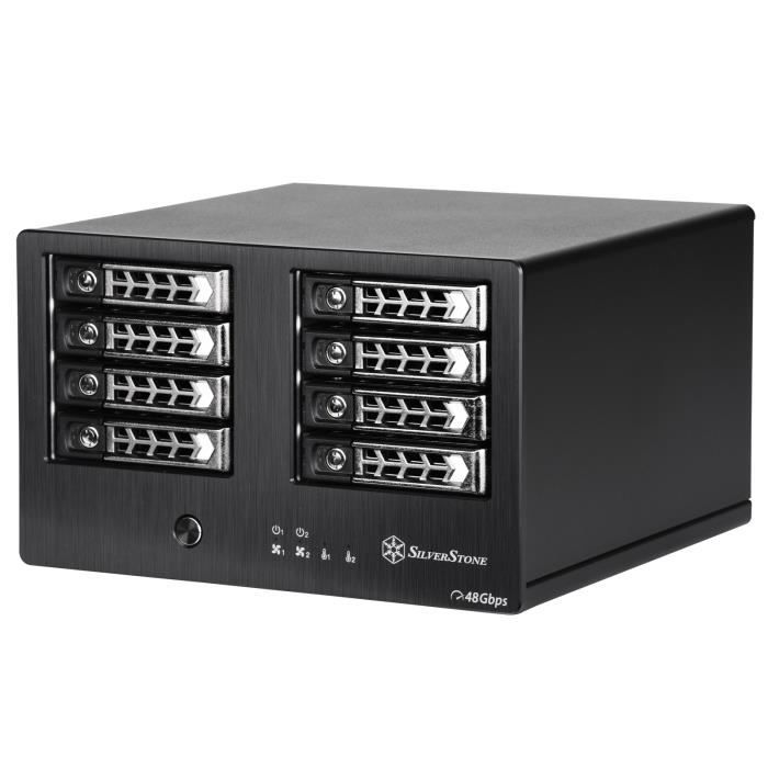 SilverStone SST-TS821S - Dispositif de stockage Mini SAS externe RAID à 8 baies, pour SAS/SATA HDD ou SDD 2.5 pouces jusqu'à 15 mm d
