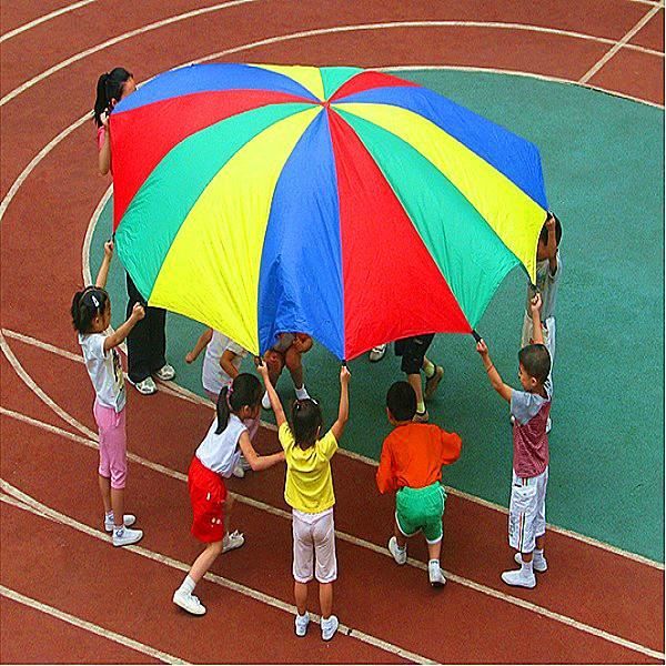 TEMPSA 2M Enfant Parachute Arc-en-parapluie Jouet Jardin d'Enfants Rallye Parapluie Parent-enfant