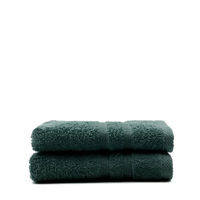 TODAY Lot de 2 Serviettes de toilette Émeraude - 100% Coton - 50 x 100 cm