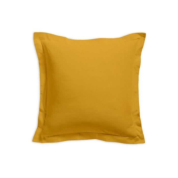 Taie d'oreiller - 100% coton 57 fils - 75 x 75 cm - Jaune safran