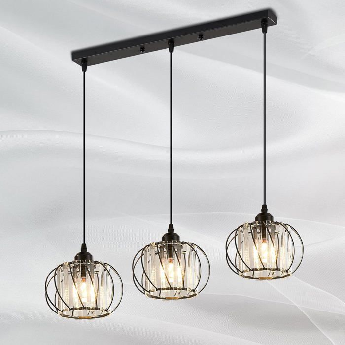 Suspension Design Loft-Industriel 1950 – EDR, Métal Et Verre Bleu