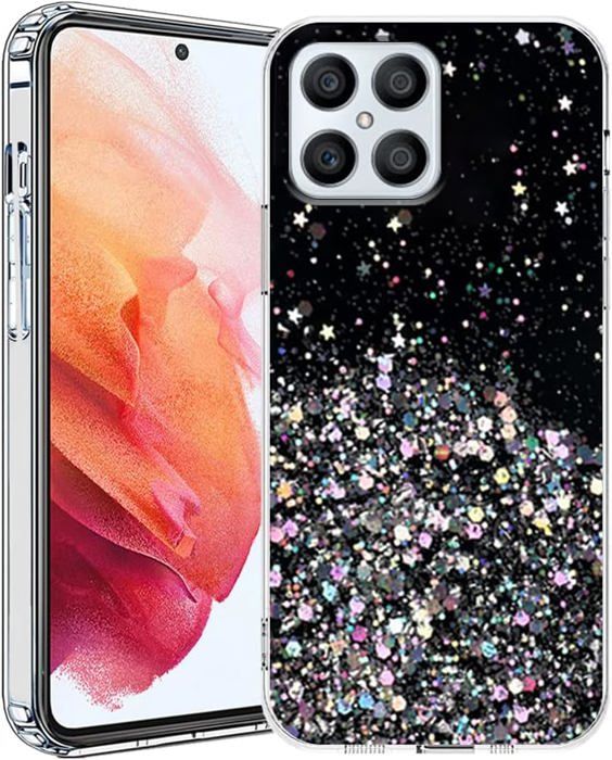 Custodia Honor 90 Con Paillettes E Anello Supporto – Trasparente Anti-Giallo, Morbida E Antiurto