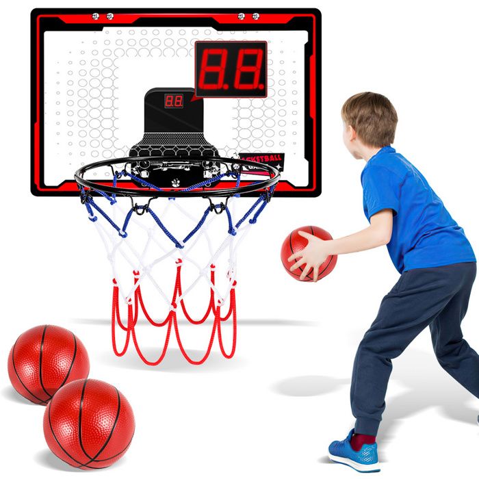 Mini Panier De Basket KAIYAYA Pour Enfants – 2 Ballons De 8 Cm + Pompe, Ventouse, 16 X 12 Cm