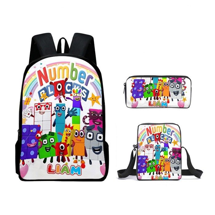 Set De Sacs Numberblocks 3 Pièces (sac à Dos + Sac à Déjeuner + Trousse) - Pour école, Maternelle, Voyages
