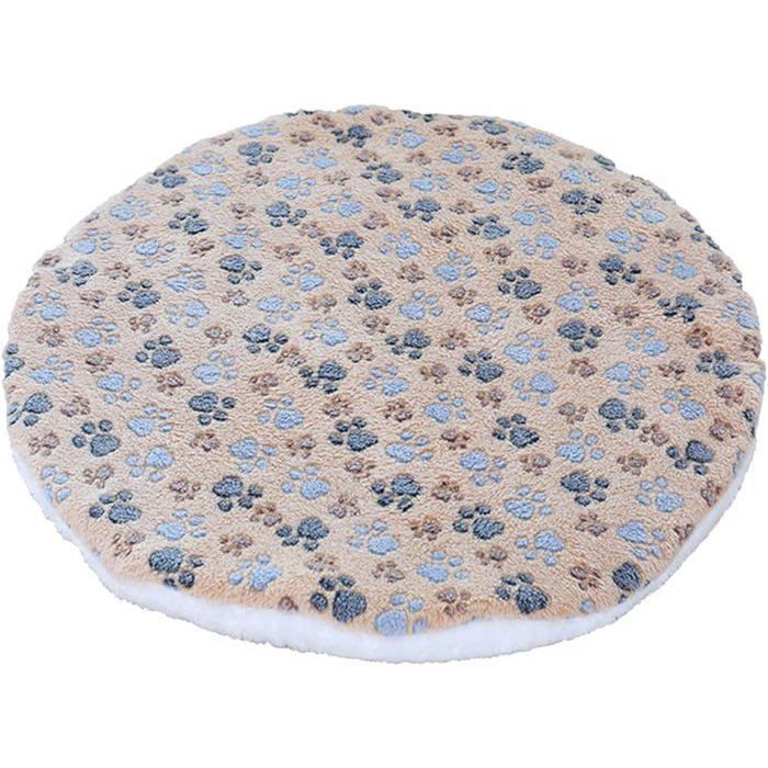Coussin épais et confortable pour chien lit rond pour chat taille moyenne café clair avec imprimés peut supporter jusquà 4 kg